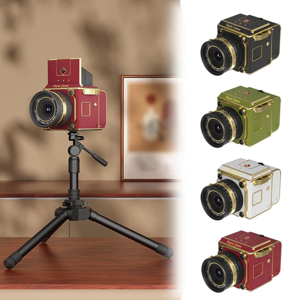 Cámara digital retro de doble lente 4K, mini cámara de vlogging portátil, mini cámaras CCD retro, cámaras CCD con zoom digital de 16X, grabación de video, compartición OTG, para principiantes