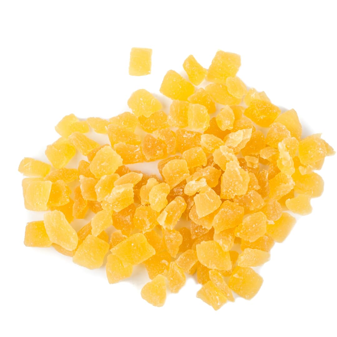Raw Essentials Diced Pineapple - Sweetened and Dried- Great as a Snack, Dessert Topper, or Drink Garnish - Non-GMO, Gluten Free, Vegan - 20 Ounce Resealable Bag (Pack of 2)