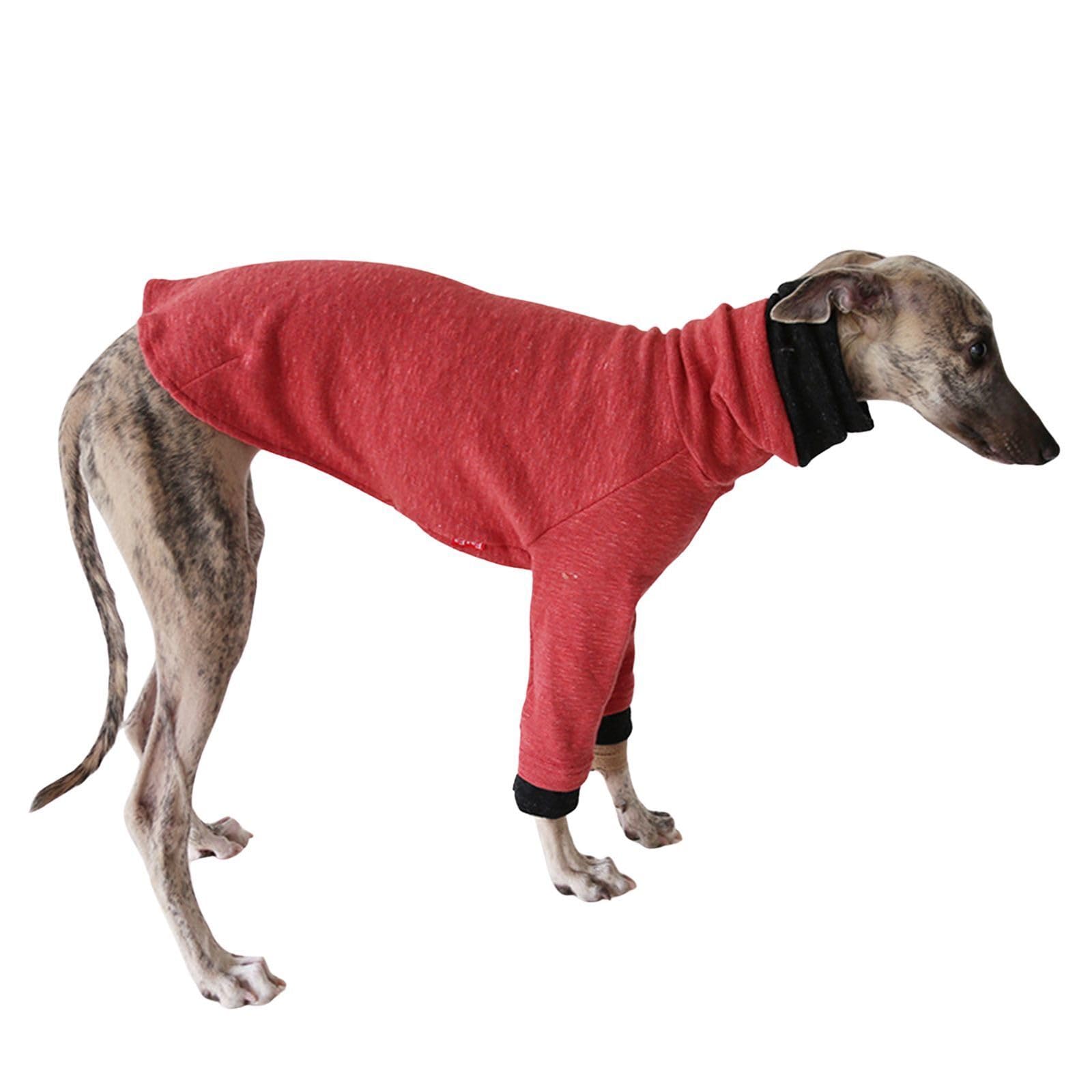 Lightweight Greyhound Winter Coat,Whippet Clothes,Salukis Jumper Dog T-Shirt Spring Autumn Dog Pajamas Pjs Pullover for Greyhound,Red_XL