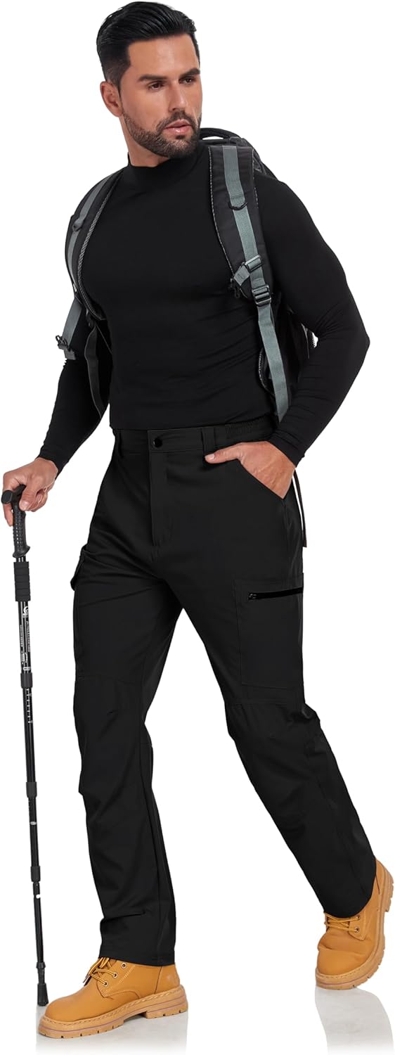 Men's Hiking Cargo Pants Lightweight Quick-Dry Waterproof Stretch Work Fishing Travel Outdoor Pants with 6 Pockets - Image 6