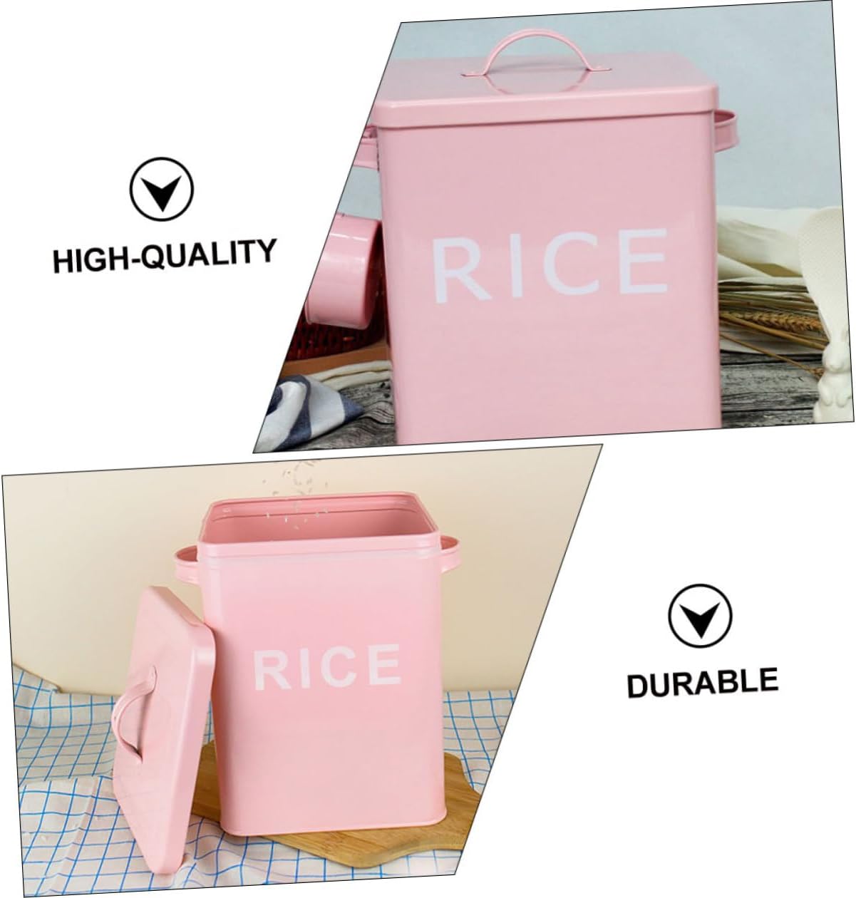 Pet Food Storage Container Cat Food Barrel Pink Sealed Steel Grain Bin with Measuring Cup Moisture-proof Household Rice Storage for Cats and Dogs