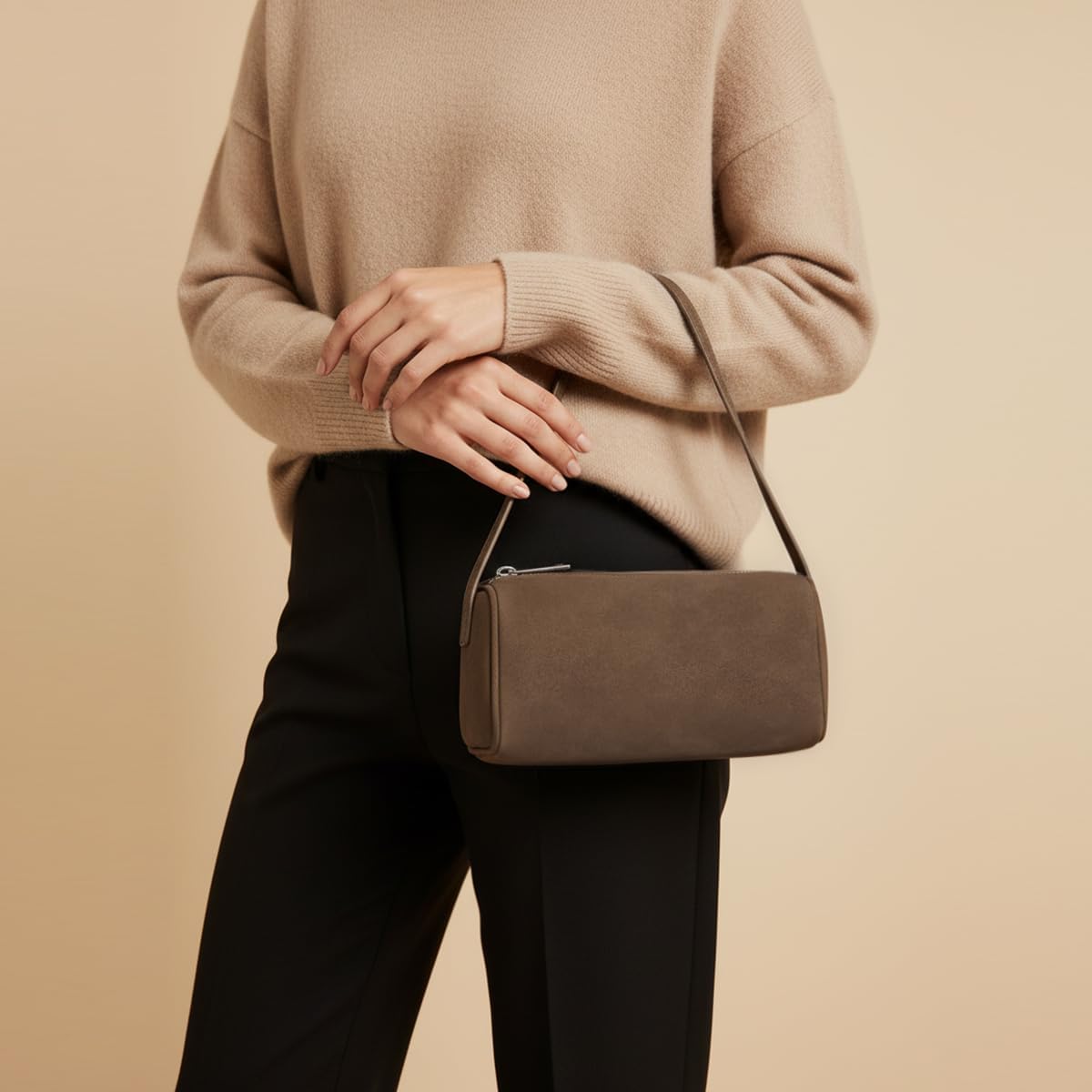 Women’s Suede Leather Shoulder Bag, Small Retro Crossbody Bag with Adjustable Strap, Underarm Purse Handbag for Daily Use - Image 2