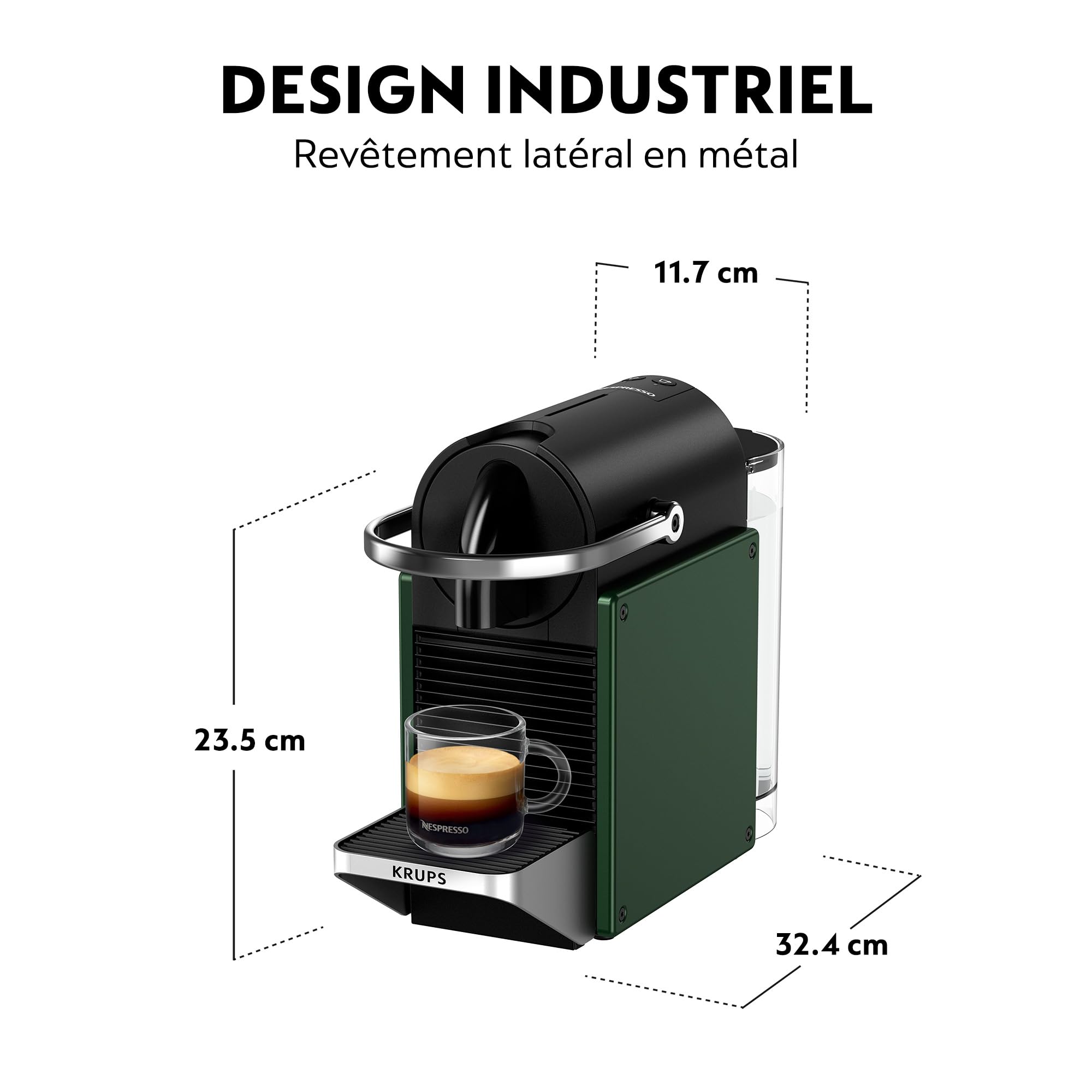 Image secondaire de Cafetière Nespresso Krups Pixie Vert Foncé - Design Compact et Moderne