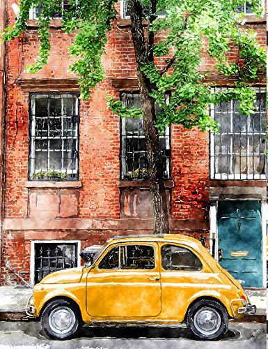 The Pawp Shop Orange Fiat 500 Art Print, Fiat 500 Artwork, New York City Wall Art thumb #2