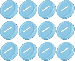 sourcing map 24uds Moneda Ranura Banco Tapa para Albañil Tarro, Regular Boca Hojalata Tapa Inserciones para Conservas Tarros Tapa, 70mm/2.76", Azul