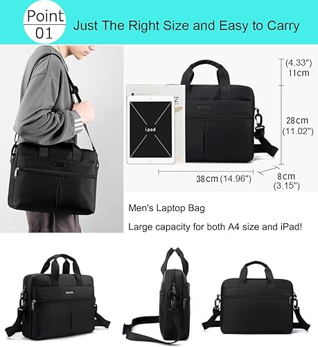 Miniatura 2 de zhongningyifeng Bolsa para laptop de 14 pulgadas, bolsa delgada para computadora para hombres y mujeres, bolsa de hombro tipo mensajero, bolsa