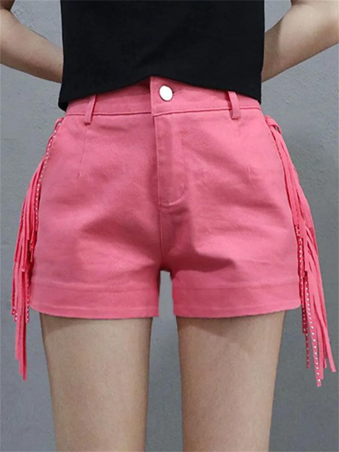 Women's Spring Summer Tassel Shorts Sexy High-Waisted Dance Short Boots Pants Fashion Wide Leg Shorts