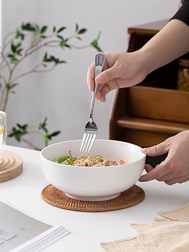 Miniatura 4 de Kanwone Cuencos grandes para servir 52 onzas cuencos de ensalada de porcelana pasta cuencos de sopa juego de 2 platos para servir para
