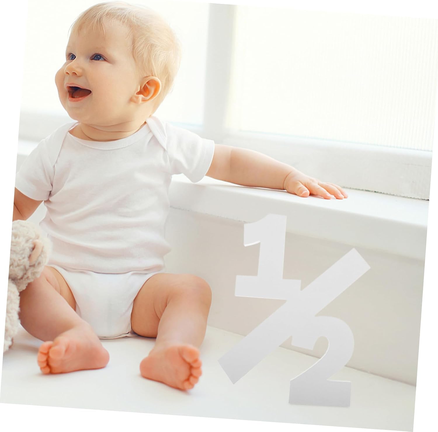 White Wood Number 1/2 Baby Photo Prop Table Centerpiece