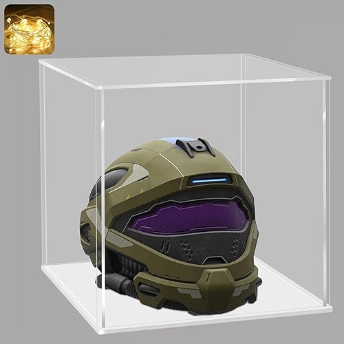 Miniatura 9 de LANSCOERY vitrina de acrílico, caja de exhibición de montaje para coleccionables, con diseño a prueba de polvo y sin costuras, base blanca de 13 x