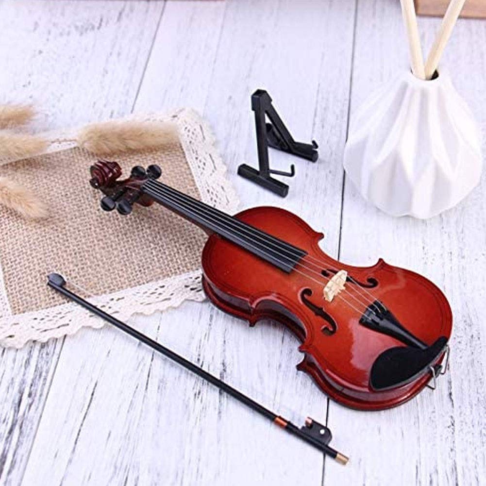 Violino Standard da Studente, per Principianti, Regali Violino Strumento Musicale Replica in Miniatura con Custodia, 8x3cm
