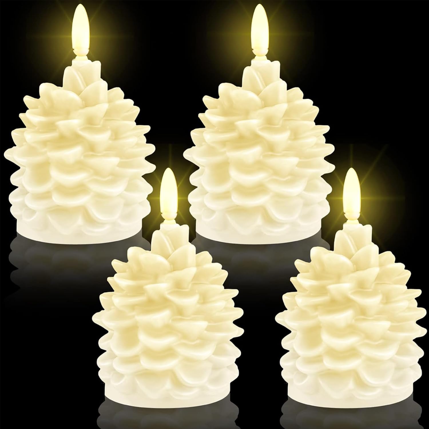 Proyatech LED Pinecone Candle Decorations (White 4pcs)