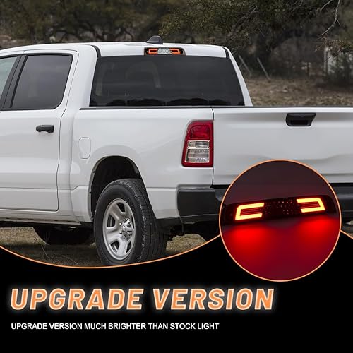 Miniatura 5 de NJSBYL Luz de freno LED de 3 luz de freno para RAM 1500 2019 2020 2021 2022 2023 2024 2025 Rebel HFE Laramie Lente roja, luces de techo traseras