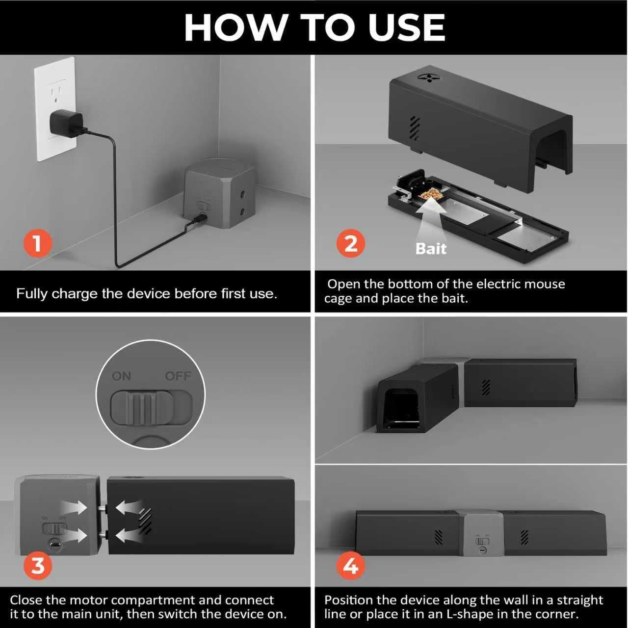 Trappola per Topi Elettrica 2000V con 2 Scomparti per Esca, Trappola Elettrica per Piccoli Topi Ricaricabile, Trappola per Topi da Interno con Indicatore LED, Riutilizzabile per Casa, Cucina e Garage