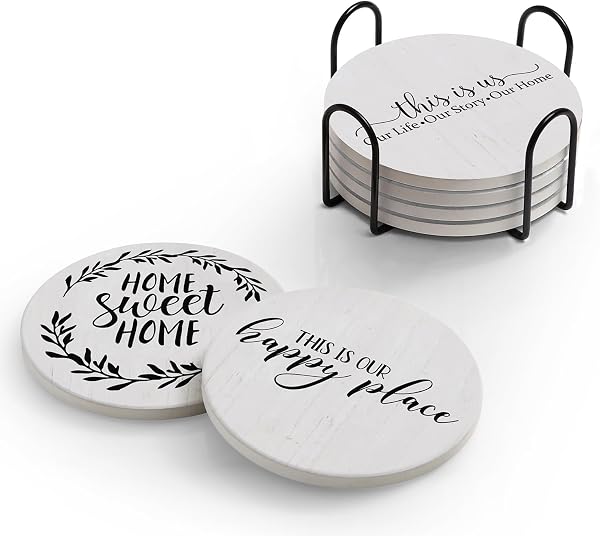 Hoomey Set di 6 Sottobicchieri in Ceramica