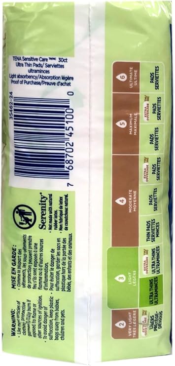 TENA Intimates Ultra Thin Light Pads Regular 30 Count (Pack of 3)