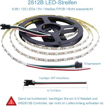 ALITOVE 5mm WS2812B Individually Addressable RGB IC LED Strip Light 6.6ft | DC 5V, Super Narrow 120LEDs WS2812B LED Strip, Programmable Cuttable Pixel Strip, for Home Bedroom Bar Gaiming Decor
