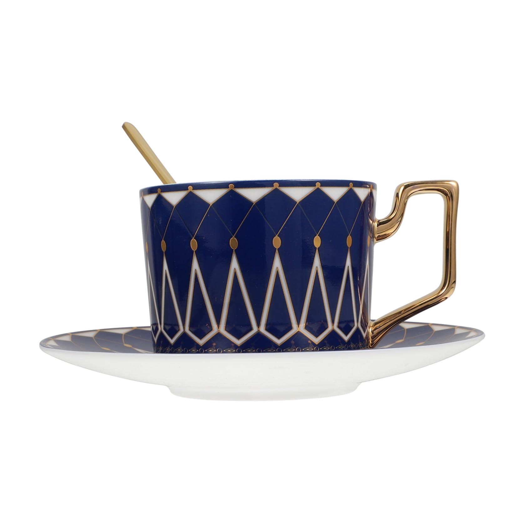 Tasse à café en porcelaine fine bleue STOBAZA de 200 ml avec soucoupe élégante