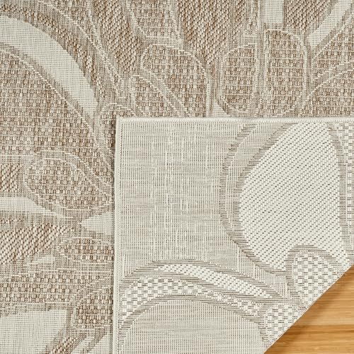 Gertmenian Indoor Outdoor Casual Area Rug - 5x7 Standard, Fade Resistant, Ideal for High Traffic in Living Room, Bedroom, Patio - Woodbury Floral, Beige, 28821