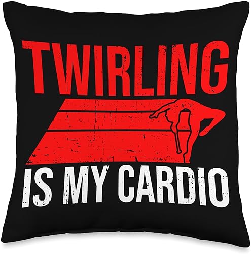 Vista 4 de Baton Twirling & Majorette Dance Designs Baton Twirler Design for Twirling Recitals Throw Pillow, 18x18, Multicolor
