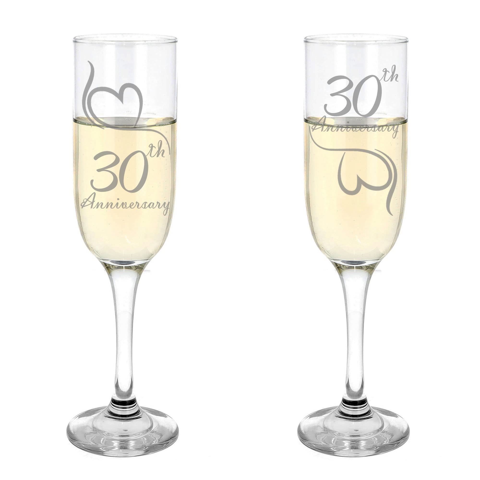 Always Looking Good 30th Wedding Anniversary Set of 2 Engraved Champagne Flute Glasses - Pearl Wedding (ALG)