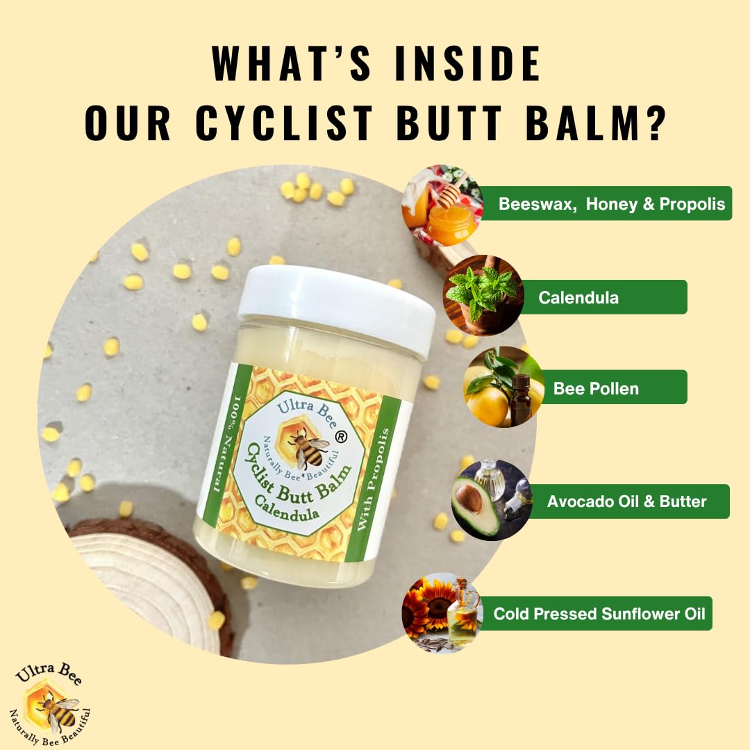 Crema per sedere da ciclista 100% naturale con propoli miele e calendula da 100ml