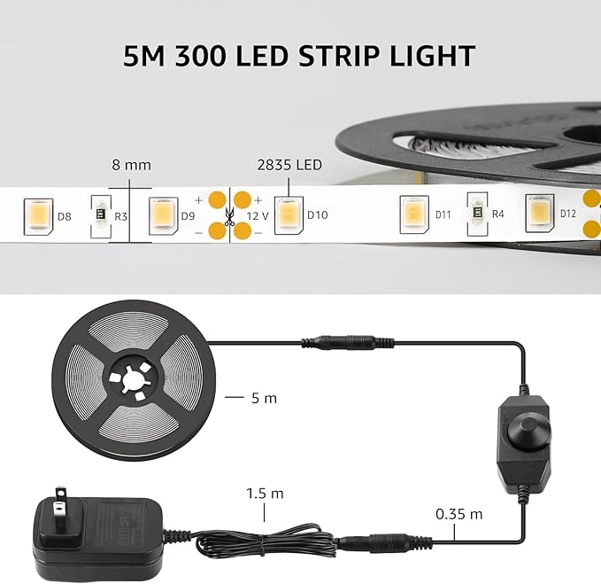 Tira LED Dimmable Lepro 16.4ft Luz Blanca 6000K miniatura 6