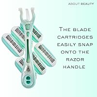 Vista 5 de Acerca de Beauty Complete 4 Blade System - Maquinilla de afeitar reutilizable, incluye 1 mango ergonómico reutilizable y 6 cartuchos de cuchillas
