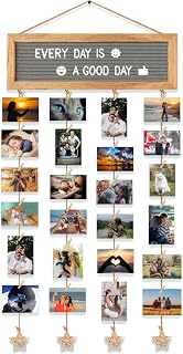 CJIAWYS Picture Frames Collage Wall Decor Hanging Photo Display Frame Felt Letter Board with 340 Letters and 30 Clips, Unique DIY Collage Picture Frames for Dorm Room Decor, Christmas Birthday Party