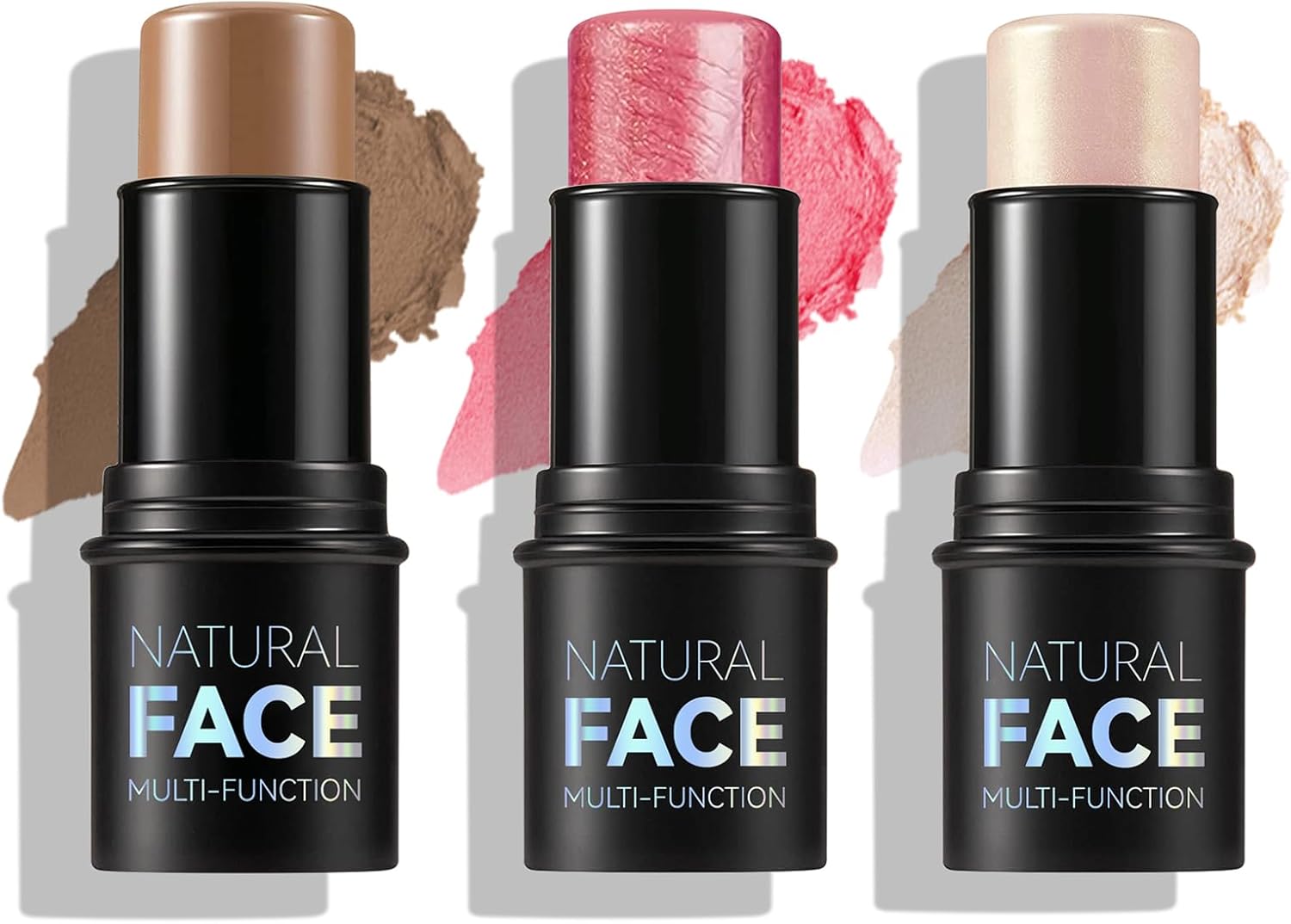 Gezichtsblush Stick Set – Matte Highlighter, Contouring Concealer, 3 Stuks Make-up, Highlight-blush, Contouring en Highlighter – Geeft Een Lichte Look