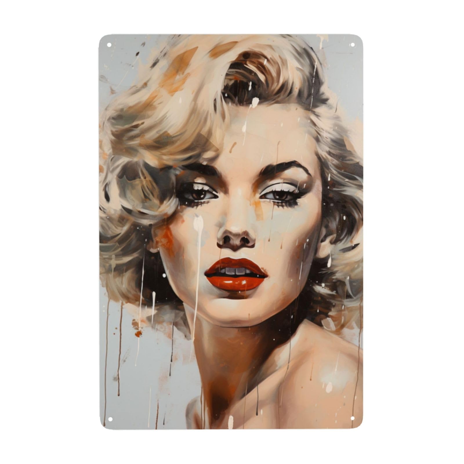 HOPWODEMarilyn Monroe Vintage Tin Sign Wall Art Canvas & Poster Decor，Trendy Wall Decor，Makeup Room Decor，Framed Vintage Wall Art ，Pictures Wall Decor for Bedroom 8 x12 inch, pink