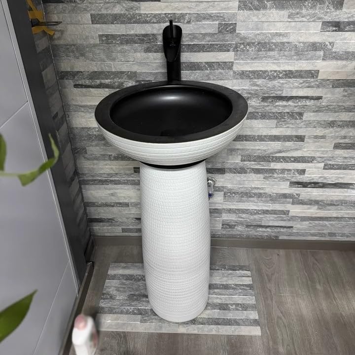Modern Kitchen Sink Pedestal Wash Basin Floor-Standing Balcony Bathroom Wash Basin, Pedestal Sink Drop in Kitchen Sink