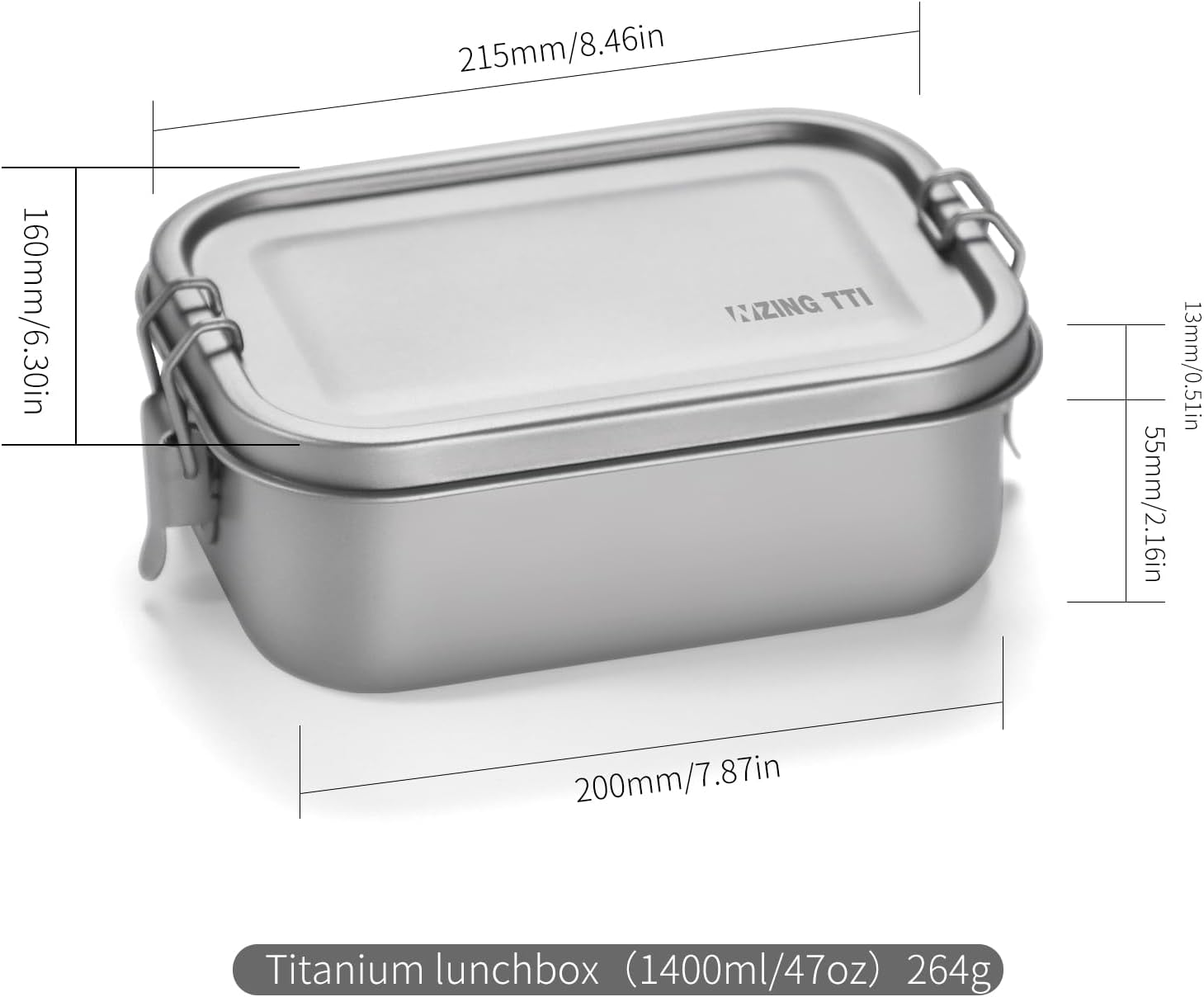 Pure Titanium Food Container, Leak-Proof Portable Meal Container for Travel, Work, and Outdoor Use, Durable Metal Lunch box, Dishwasher Safe, Eco-Friendly Solution (47oz)