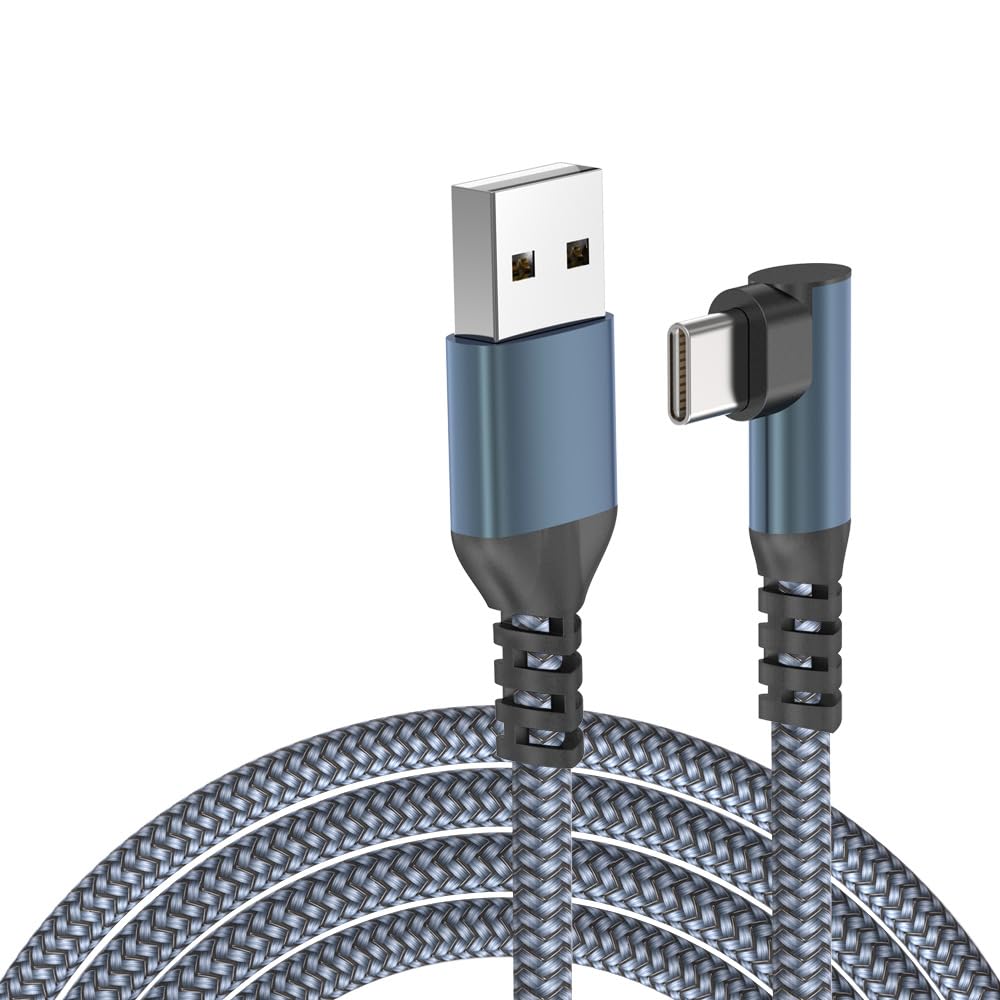 Verilux 10Ft/3M USB To Type C Cable, 15W 90 Degree Type A To Type C Cable Fast Charging, 480Mbps Data Sync Braided Nylon USB C Cable for iPhone 16/16 Plus/16 Pro/16 Pro Max/15, Galaxy S24/S23, iPad