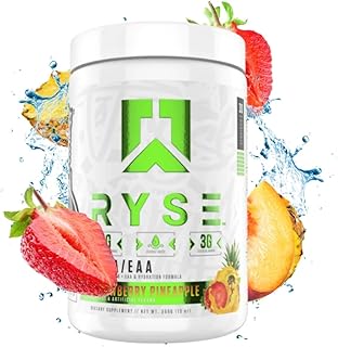 Ryse Core Series BCAA+EAA | Recover, Hydrate, and Build | with 5g Branched Chain Aminos and 3g Essential Aminos | 30 Servings (Strawberry Pineapple)