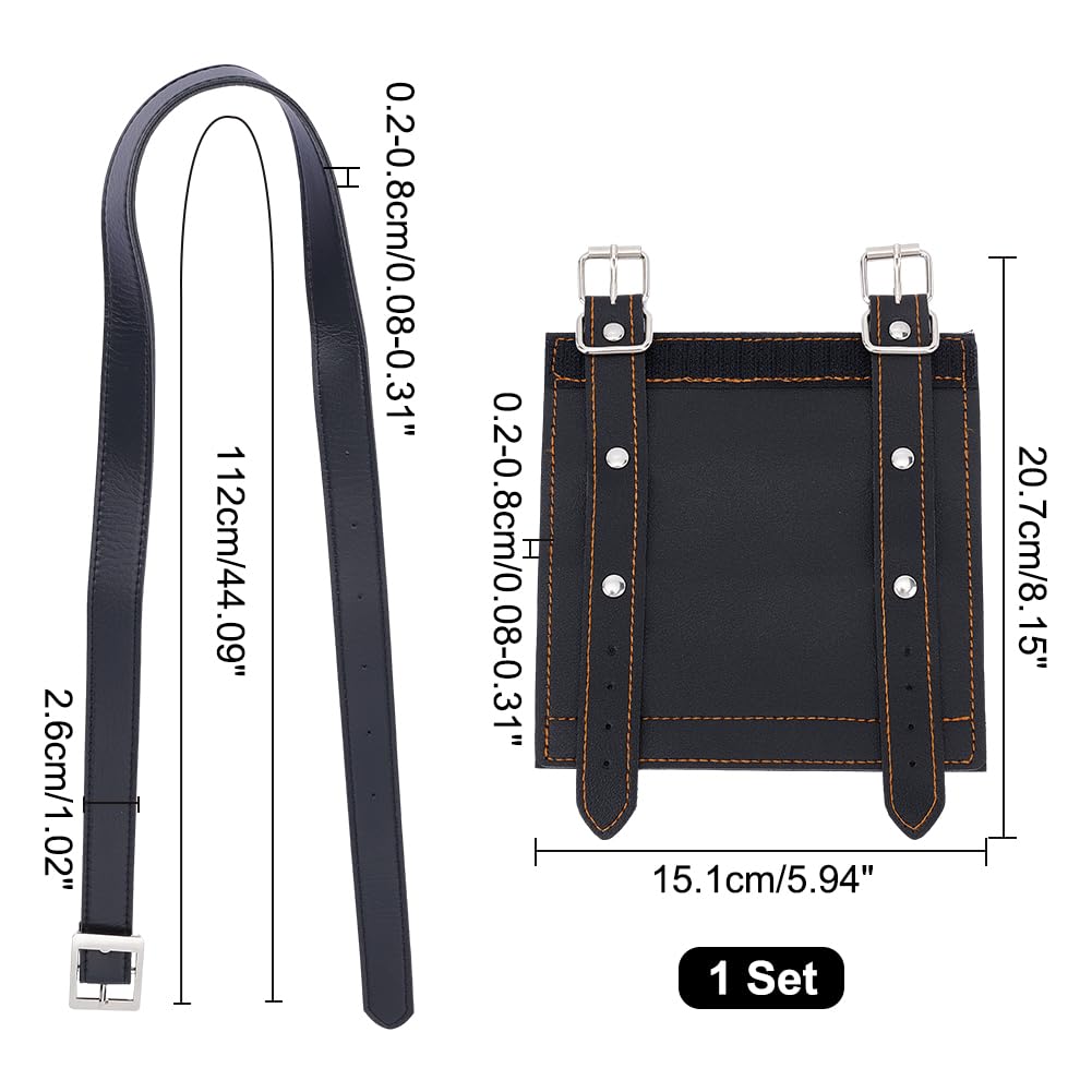 NBEADS Sword Bags, 44.09×1.02 Inch PU Leather Belt and 8.15×5.94 Inch Scabbard Weapons Swords Carry Case Leather Storage Bag Medieval Knight Back Scabbard for Role Playing Cosplay, Black