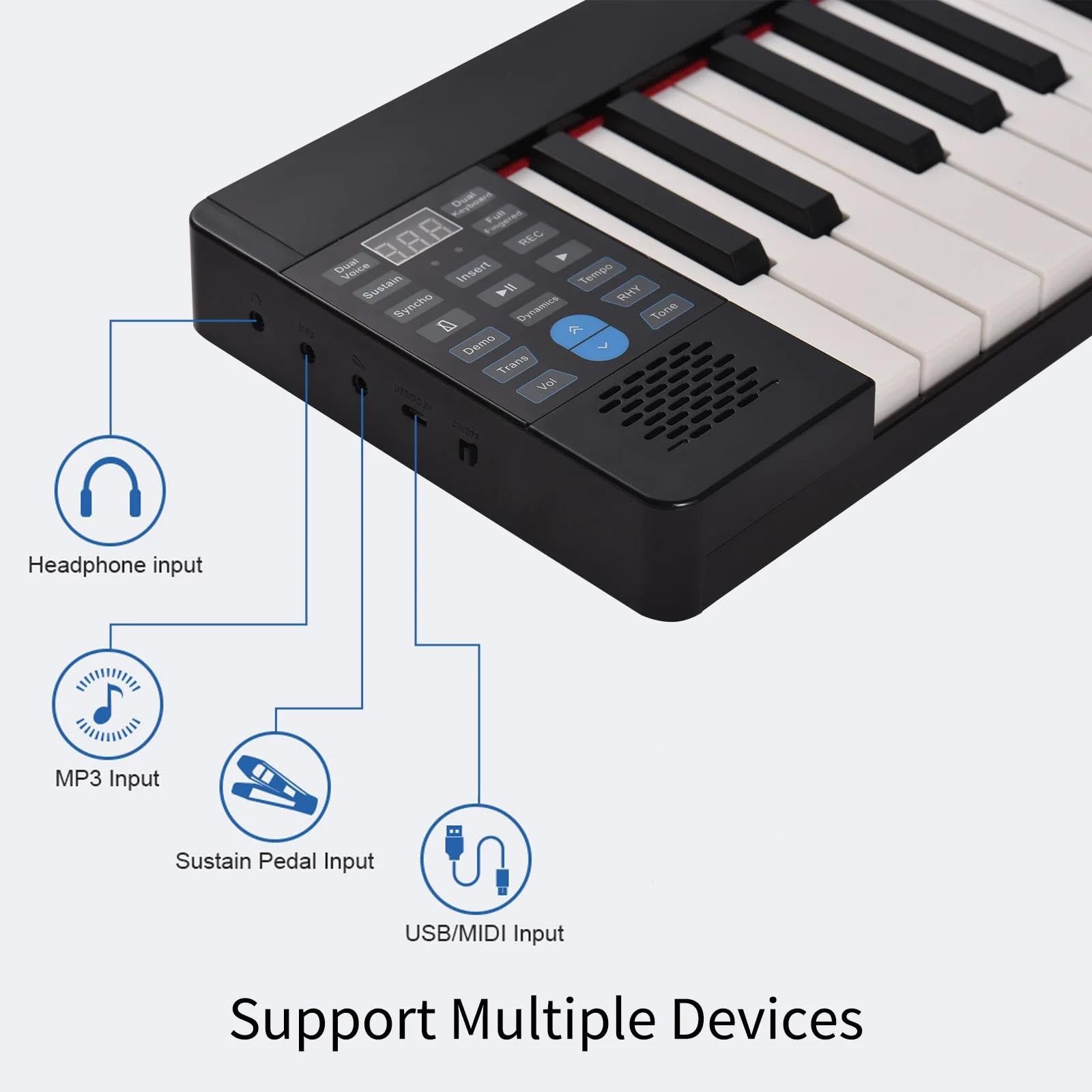 Tastiera Elettronica Professionale Tastiera Elettronica Digitale Pieghevole Per Pianoforte Elettronico A 61 Tasti Con Display LCD(EU)