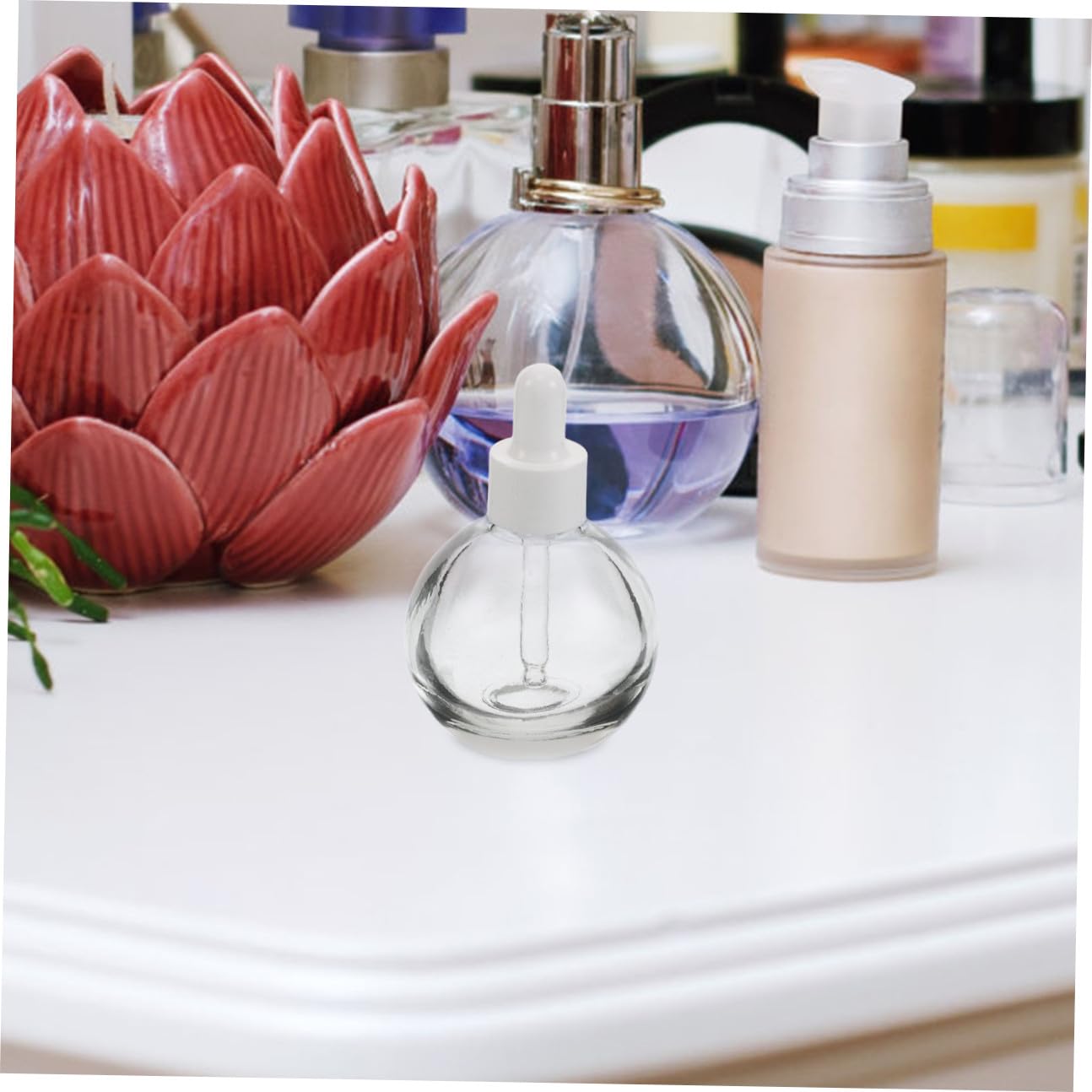 NOLITOY 12 Stück 30 ml Glastropfflaschen Kugelflaschen Transparent mit Pipette und Auslaufsicherem Verschlussring Nachfüllbare Probenfläschchen für Ätherische Öle Serum und Körperpflege