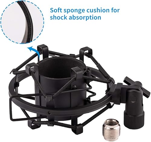 Miniatura 6 de Soporte de choque para micrófono, suspensión antivibración, clip para micrófono de condensador de 1.732 in-1.929 in de diámetro, como MXL V67G V67i