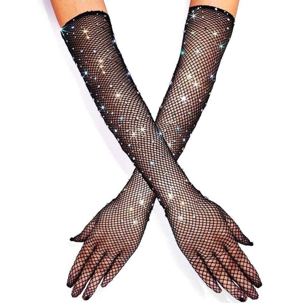 Amazon.com: GEMILY Mesh Bridal Long Gloves Rhinestone Tea