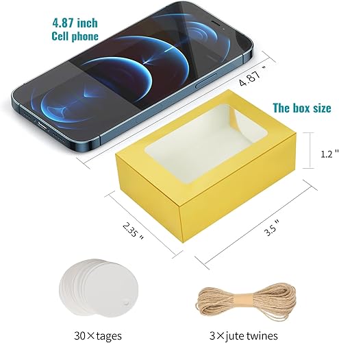 Miniatura 8 de COTOPHER - Caja de jabón, 100 cajas pequeñas de embalaje de jabón de 3.5 x 2.35 x 1.2 pulgadas, mini cajas de papel kraft con ventana para jabón