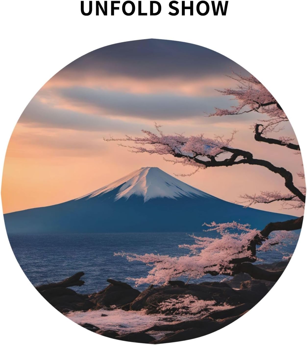 Japan Mount Fuji Landscape Print Wrinkle Free Dining Table Cover for Birthday Party Farmhouse Tablecloths Up to 60 x 60 Inches