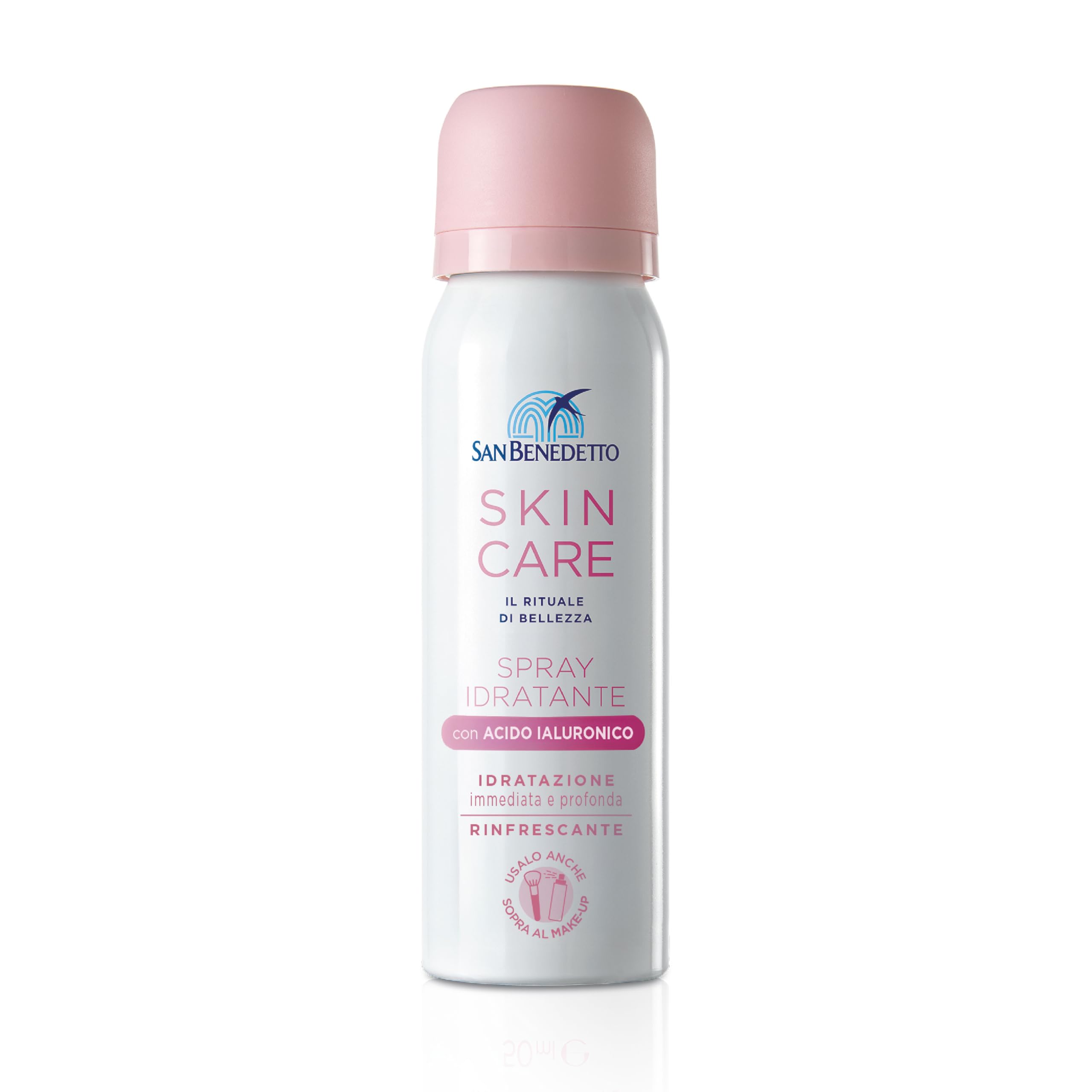 San Benedetto SKIN CARE MIST, Spray Idratante Viso con Acido Ialuronico 50ml, Effetto Nuvola Ideale Sopra il Make-up e in Viaggio, 97% Ingredienti Origine Naturale, Testato per Pelli Sensibili
