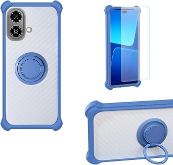 bojioderf Case for ZTE Blade A35e Phone Case Cover [with Tempered Glass Screen Protector] PC + Silicone [360 Metal Ring, Magnetic Car Mount] CSKB-LAN