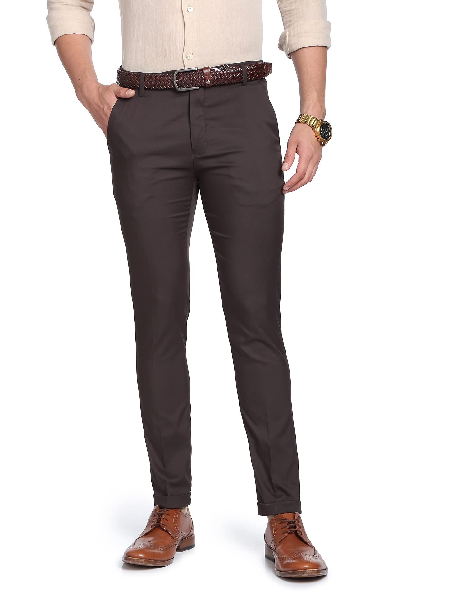 arvind AD Men Regular Fit Formal Trousers-picture-43