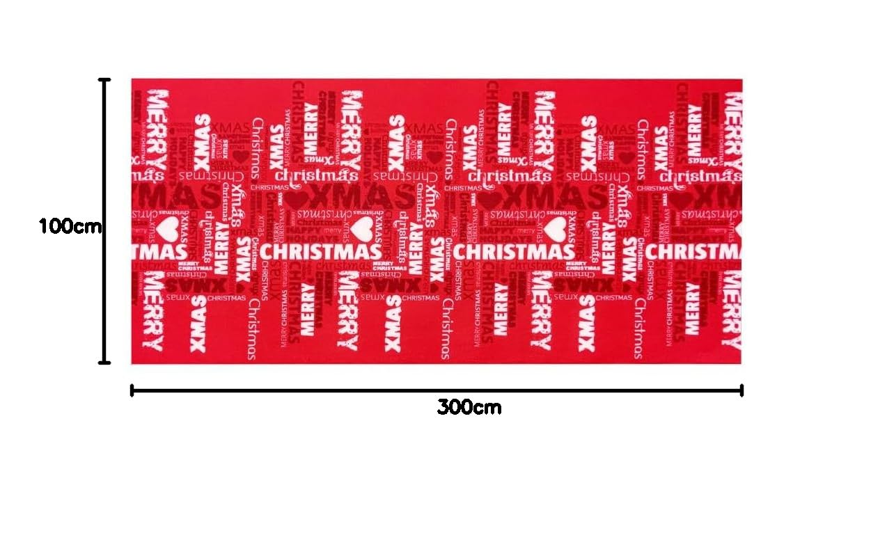 OLIVO.shop JINGLE ROLL Tapis de Noël pour intérieur et extérieur, tapis de Noël sur mesure 1 mètre de large pour événements et aménagements, tapis de Noël sur mesure (WISHES, 3 m)