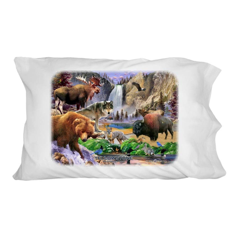 Yellowstone National Park Wyoming Montana Idaho Animals Wolf Bear Fox Bison Novelty Bedding Pillowcase