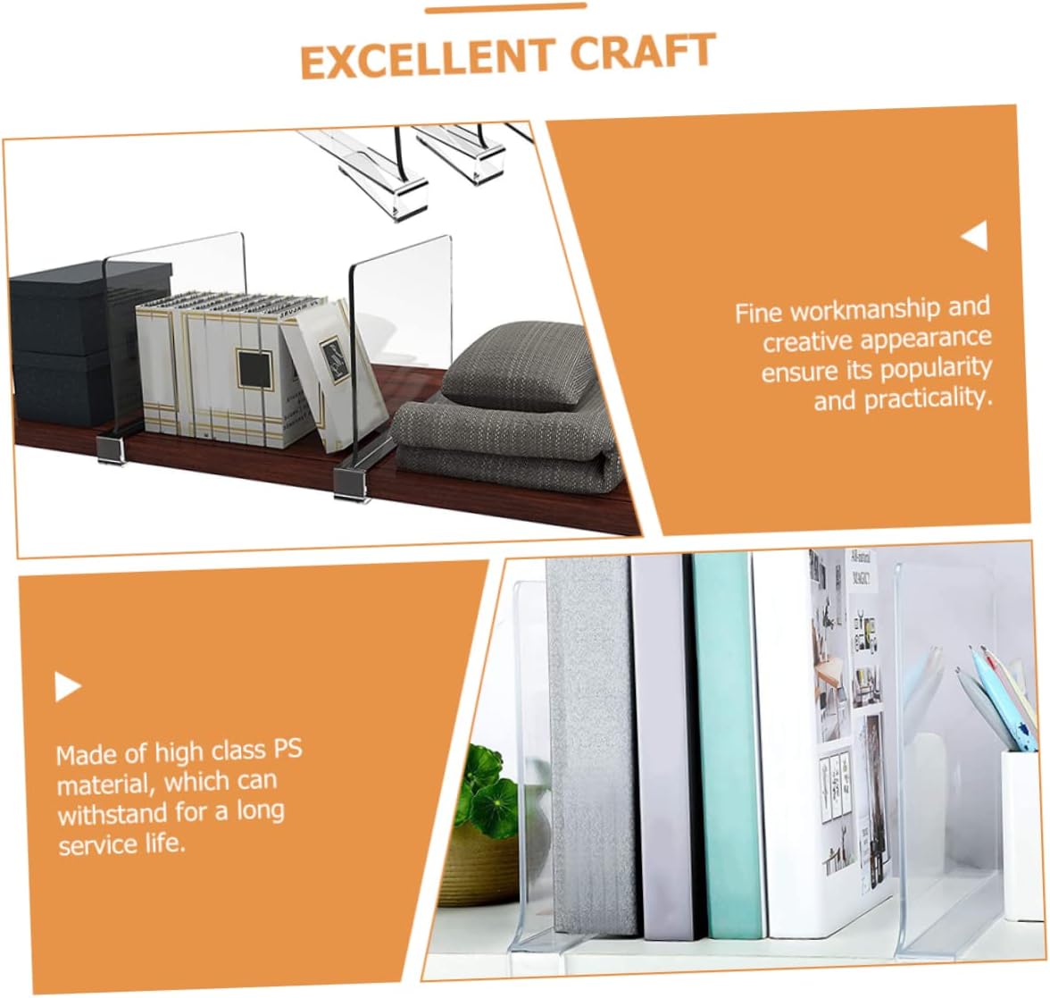 4pcs Clear Shelf Dividers for Closet Organization Clothes Separators for Wardrobe and Cabinet Storage Smooth Corners for Easy Use for Books Towels and Handbags