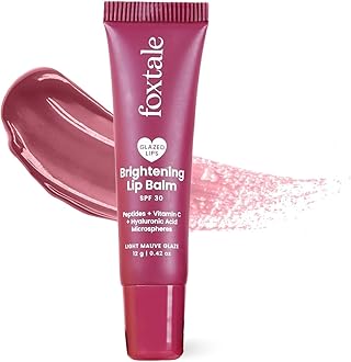 Foxtale Brightening SPF30 Lip Balm with Peptides, & Hyaluronic Acid | Brightens Lips | Reduces Pigmentation | Hydrates Lips | SPF Lip Balm | Tinted Lip Balm - Light Mauve Glaze 12gm