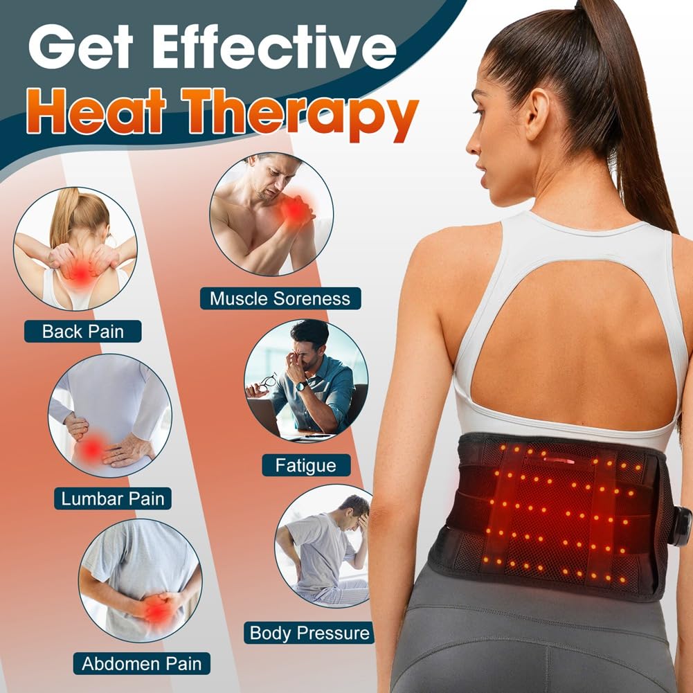 Cinturón de Soporte para la Cintura con Terapia de Temporizada y Masaje Vibratorio para Aliviar el Dolor de Espalda.